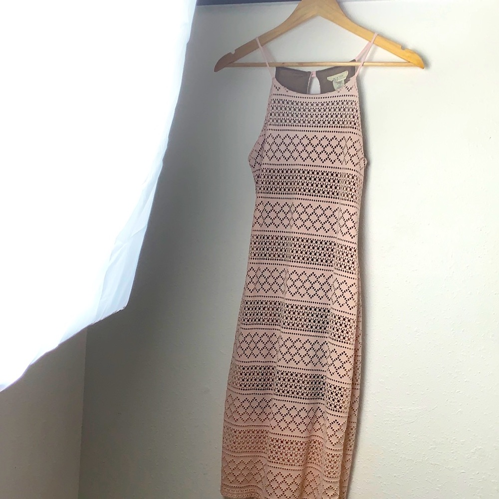 Soft Pink lace fitted long dress